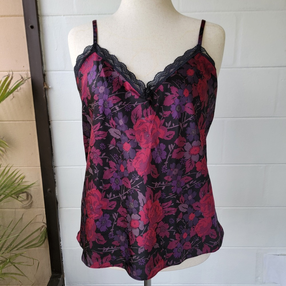 VTG Y2K Ralph Lauren Camisole Red Floral Women's XL Romantic Coquette Loungewear